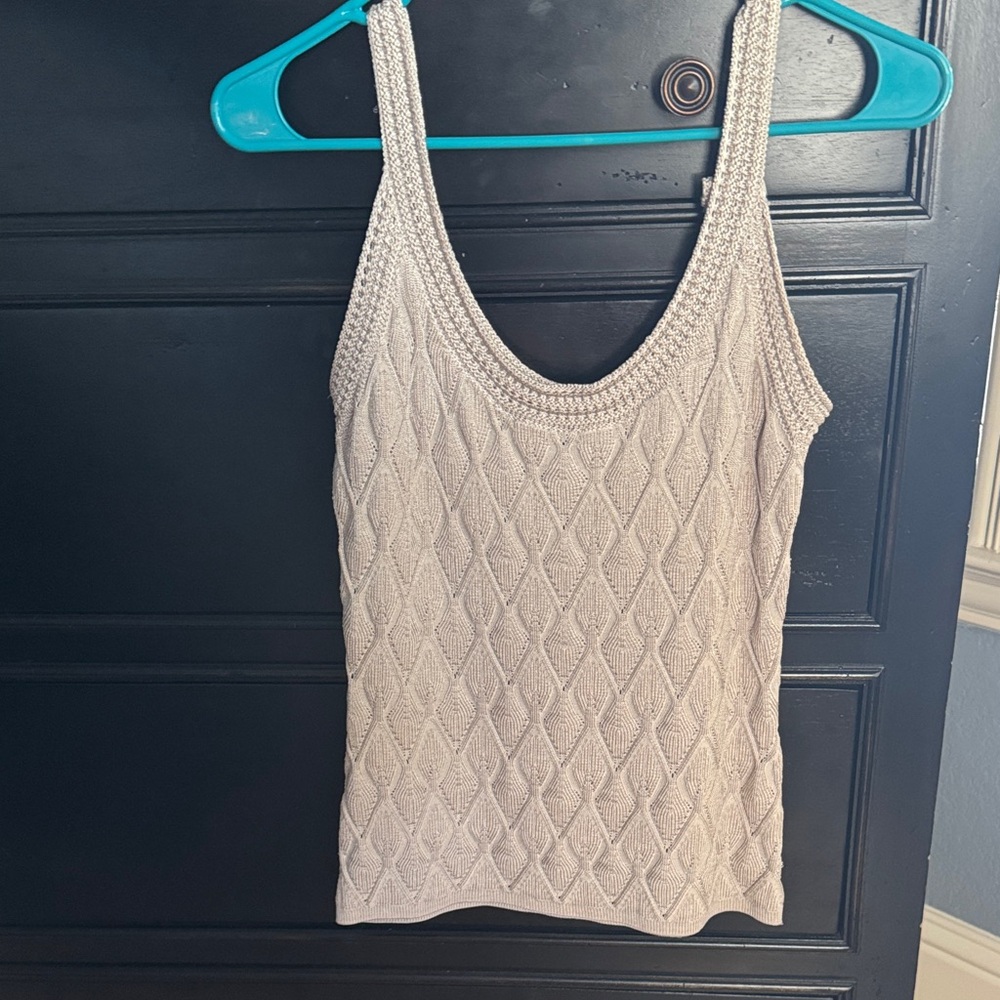 White House Black Market Textured Cream Tank Top